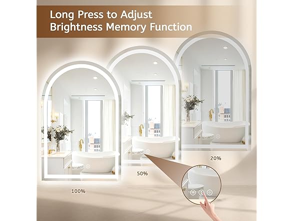 24"x36" Arched LED Bathroom Mirror
