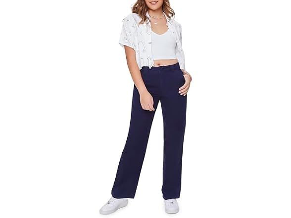 Forever 21 (M) Straight-Leg Twill Pants
