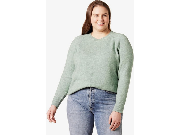 Amazon Essentials Women's Regular-Fit Soft Touch Long-Sleeve Crewneck Sweater, Sage Green Heather, Small