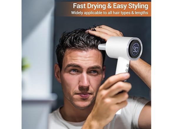 1600W Ionic Hair Dryer with LED Display & Magnetic Nozzle