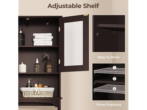 Yaheetech Over the Toilet Storage Cabinet with Glass Doors