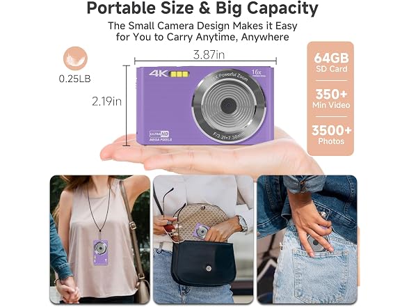 ceye FHD 4K Kids Digital Camera (Purple)