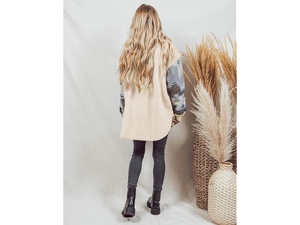 Heltapy Women Aztec Shacket Jacket Sherpa Coats