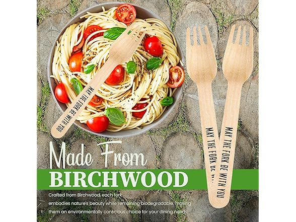 Perfect Stix Wooden Fork, May the Fork Be With You Print, 50 Count