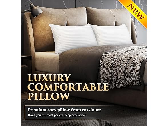 VANSILK Queen Size Bed Pillows Set Of 2 – Medium Support, Down Alternative, Hotel Quality With 300 Thread Count Cotton Cover