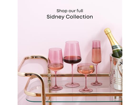 JoyJolt Sidney Stemmed Red Wine Glasses Set of 4 Blush