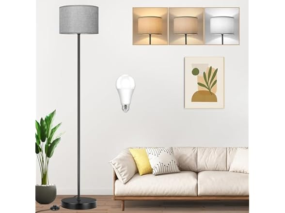 TOBUSA 65’’ Tall Floor Lamp with Grey Shade