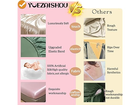 YUEZAISHOU Pink Satin Sheets Queen