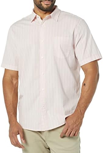 Amazon Essentials Short Sleeve Shirt for Men, Available in Big & Tall, Pink Stripe, Medium