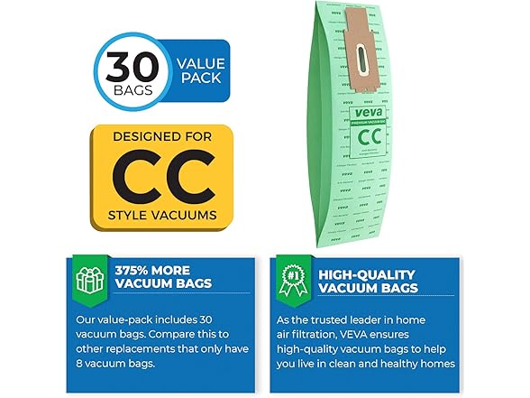 30 Pack Type CC Vacuum Bags for Oreck XL