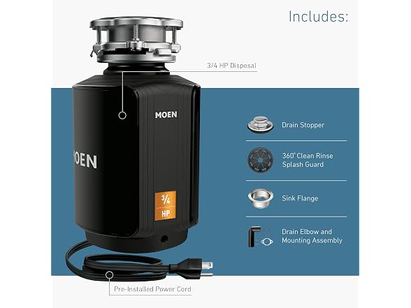 Moen GX100C Chef Series 1 HP Continuous Feed Garbage Disposal - Gallery 5
