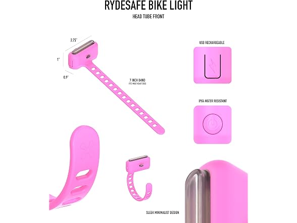RydeSafe Bike Light - Head Tube Front - Pink