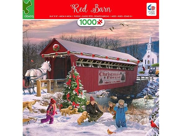 Classic Christmas Red Barn 1000Pc Puzzle