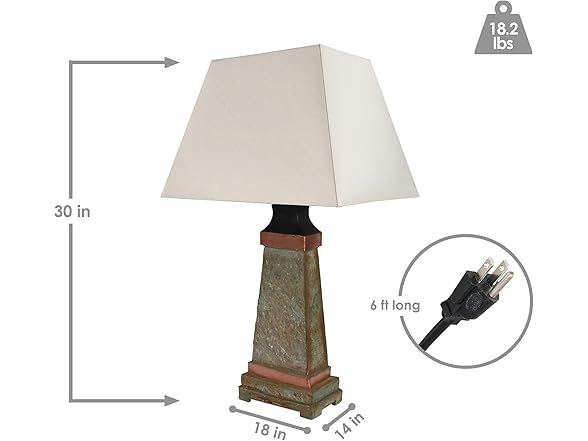 Copper Trim Slate Weather-Resistant Lamp