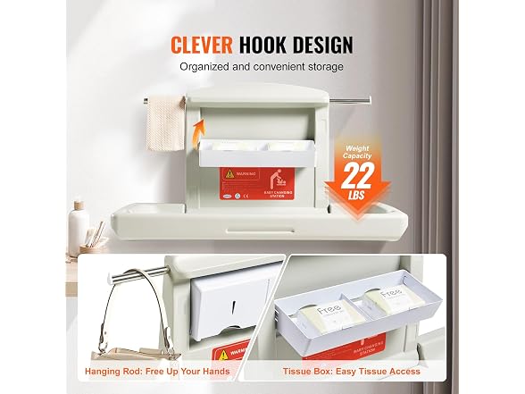 Wall-Mounted Baby Changing Station, Horizontal