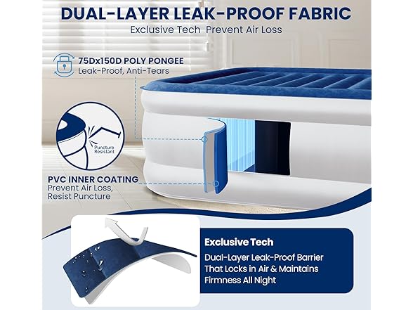 KINGJERRY W2064 Queen Air Mattress with Built in Pump