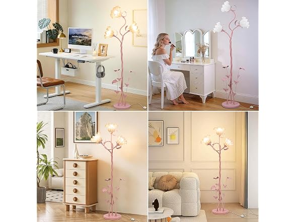 TOBUSA Flower Floor Lamp for Bedroom, 3-Head Whimsical