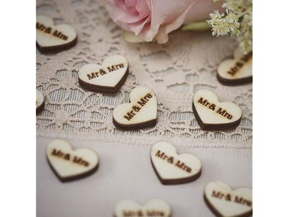 Vpang 100 Pcs Rustic Wood Heart Shaped