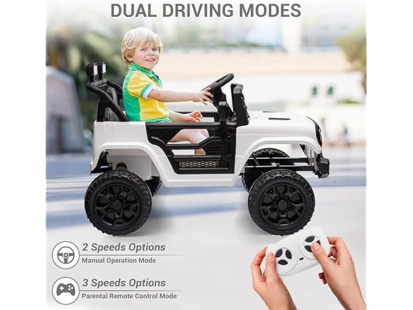 12V Ride On Car for Kids Truck Car White