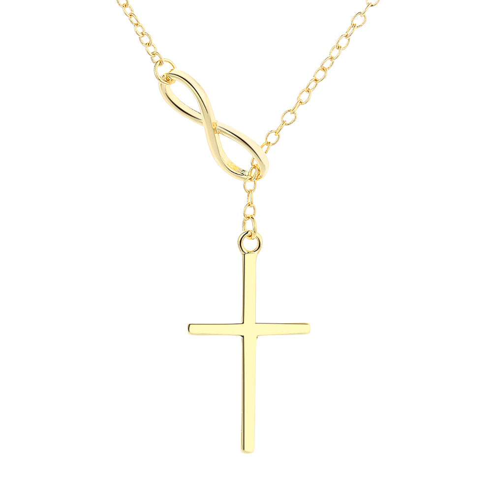 Lariat Infinity Cross Pendant Necklace - Gallery 5