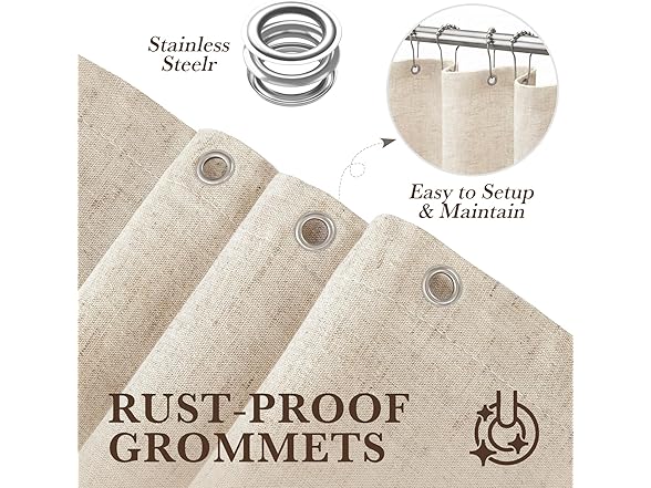 Seasonwood 72x84 Inches Linen Shower Curtain