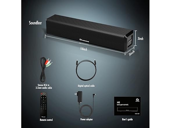 Wohome Small Sound Bars for TV, 50W 16-Inch Ultra Slim Mini  (Open Box)