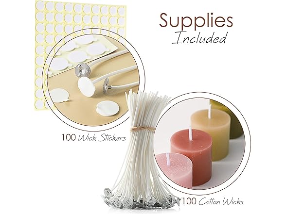 Hearth and Harbor 100 6" Cotton Wicks + Stickers