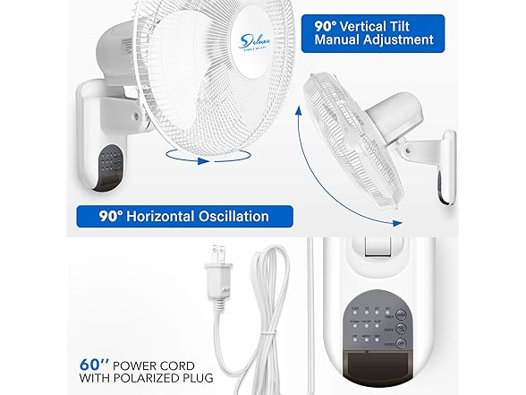 Simple Deluxe 16" Digital Wall Mount Fan