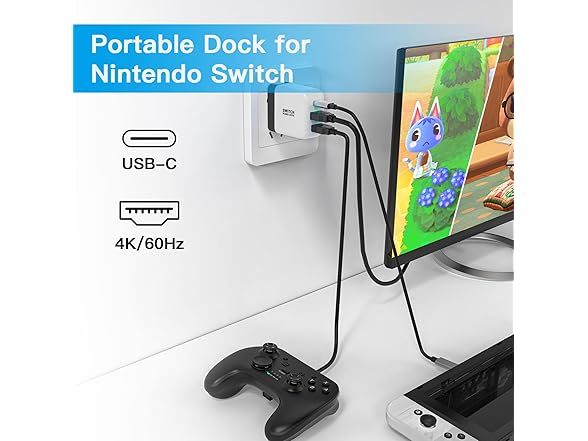 Mirabox 36W Portable TV Docking Station & Charger for Nintendo Switch
