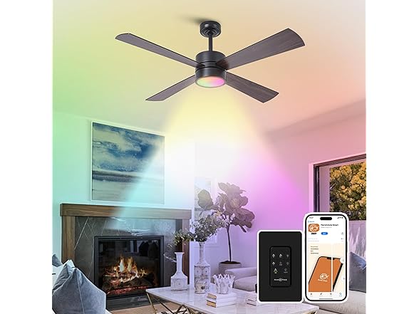 Parrot Uncle Ceiling Fan w/ Lights & Remote, 52" Black
