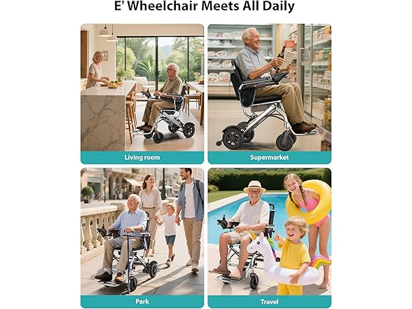 Goldseason 330lb Bearing Portable Electric Wheelchair for Adults & Seniors – 33lbs Lightweight Electric Wheelchair, Side Pockets for Essentials, Airline Approved for Travel, Silver-Gray (Open Box)