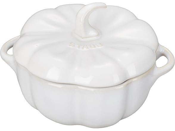 STAUB 2pc Pumpkin Cocotte Set Ivory