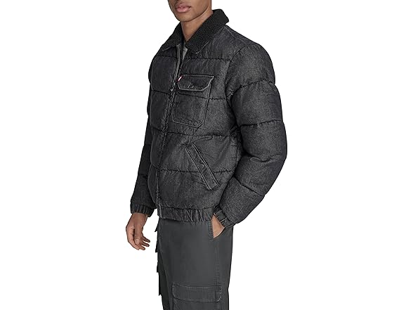 Levis Mens Quilted Depot Jacket w Sherpa Collar (M)