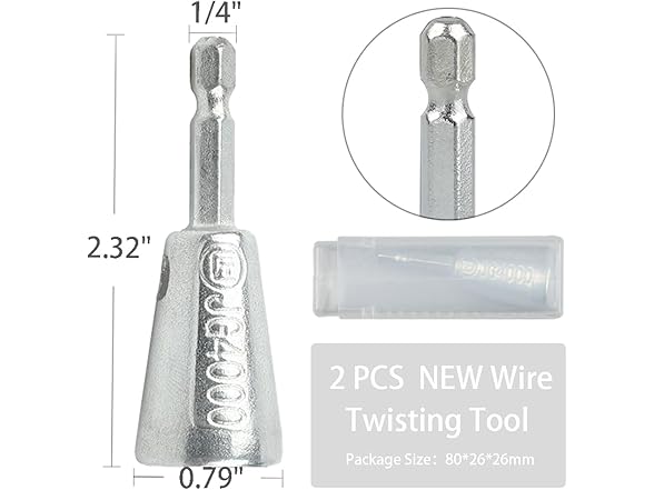 Wire Twister Tool 1/4 Hex 2Pcs Silver