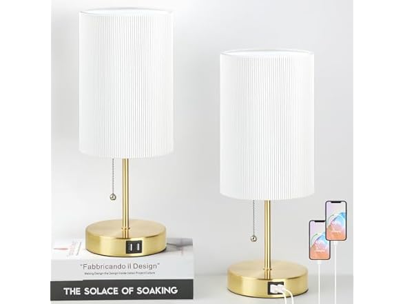 Lakumu 2 Sets Table Lamps with 2 USB