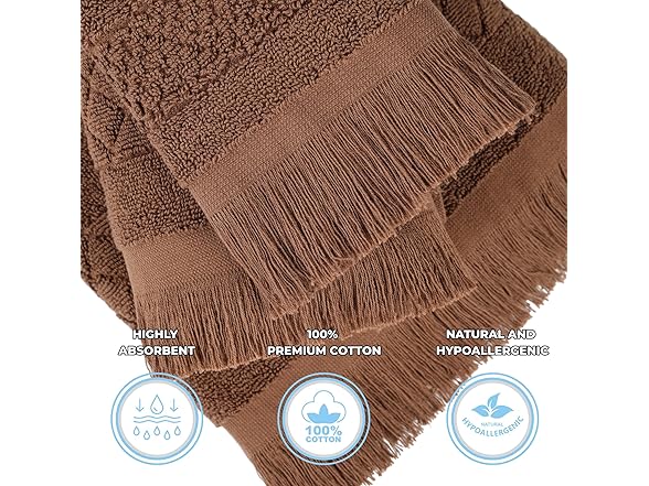 Superior 3PC ROLLA Bath Towels, Chocolate