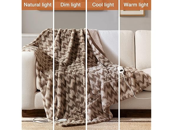 Beautyrest Long Brushed Faux Fur Chevron Electric Blanket