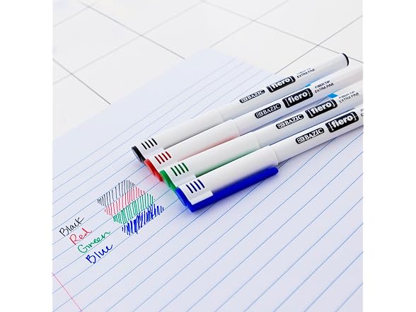 BAZIC Fiero Assorted Color Fiber Tip Fineliner Pen (3/Pack)