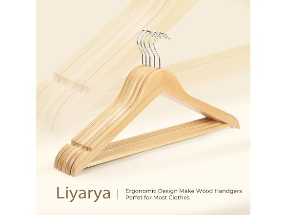 Liyarya 30 Pcs Wooden Hangers