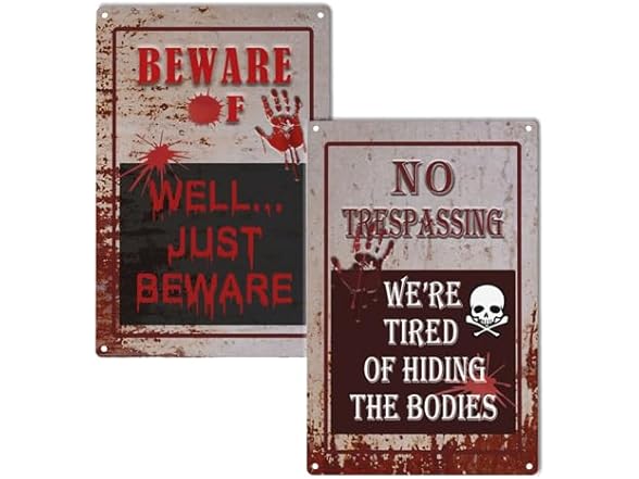 Halloween Metal Signs 12x8 2Pcs