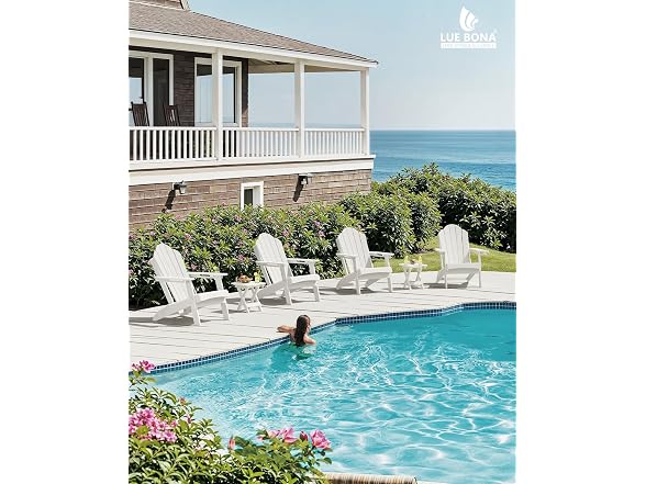 LUE BONA Set of 2 White Adirondack Chairs