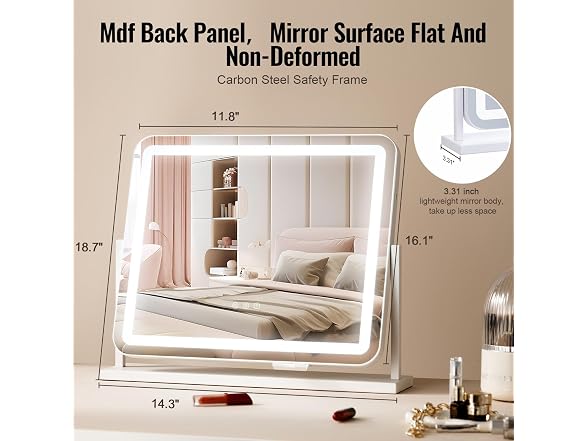 Vanity Mirror with Lights, Three 21.7x17.7in