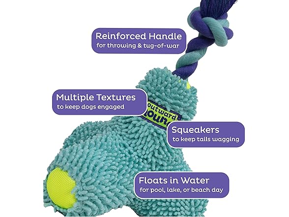 Outward Hound FlyFetch Rope Tug Dog Toy, Plush
