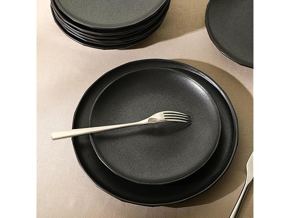Stone Lain Rio 12-Piece Dinnerware Set Stoneware, Black