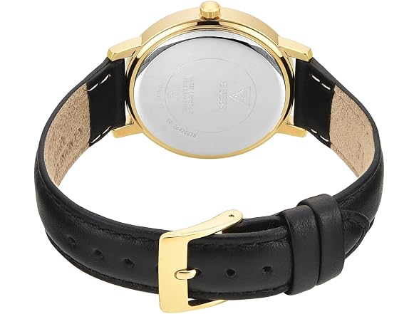 Guess Women's 34mm Watch Black Leather Green Gold