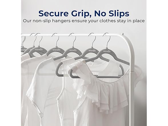 SereneLife 10 Pcs Grey Velvet Hangers