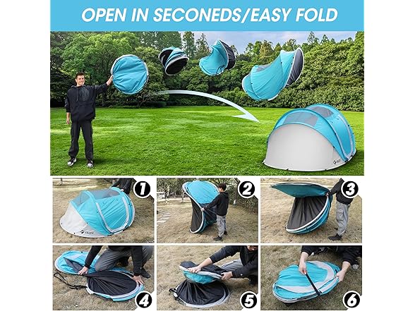 VILLEY 4 Person Easy Pop Up Tent Waterproof