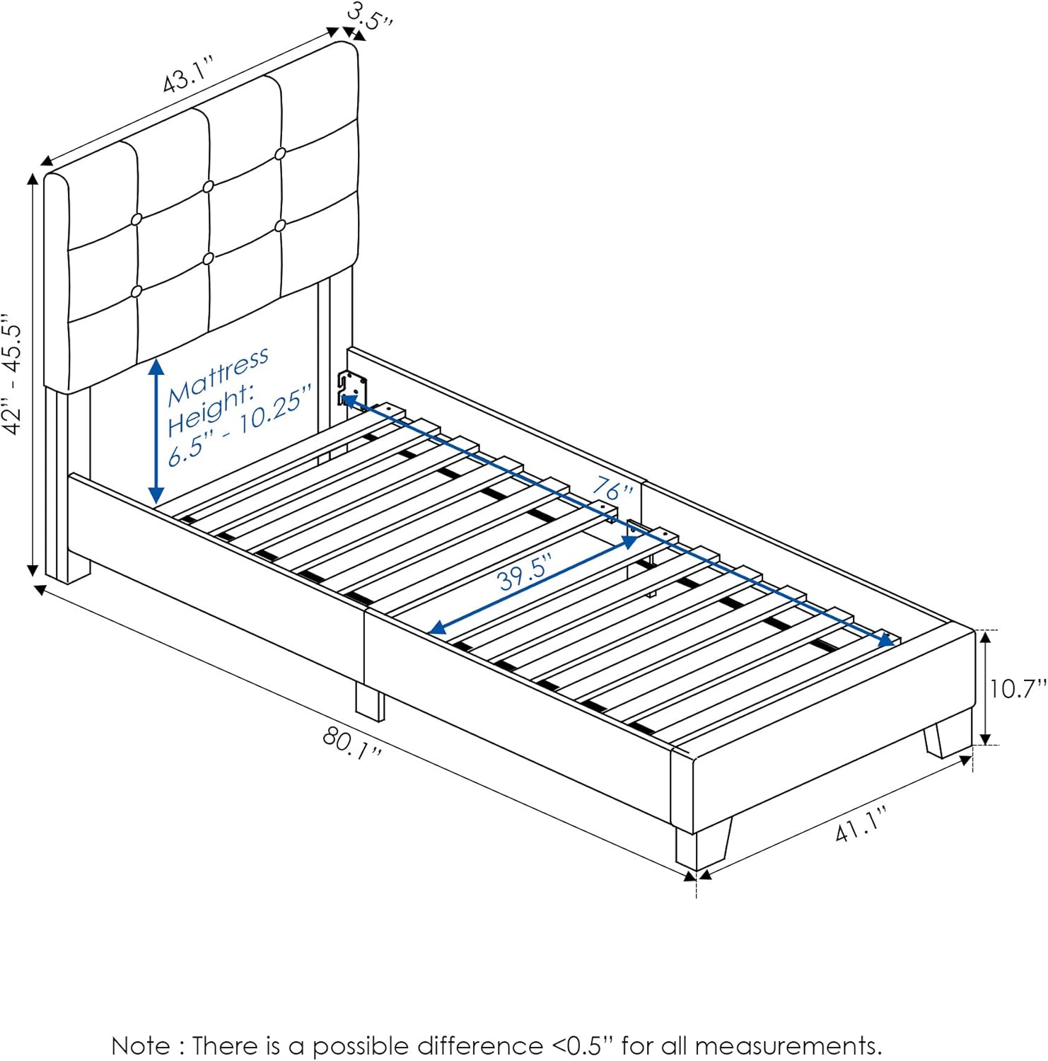 Furinno Laval Bed Frame, Glacier - Gallery 13