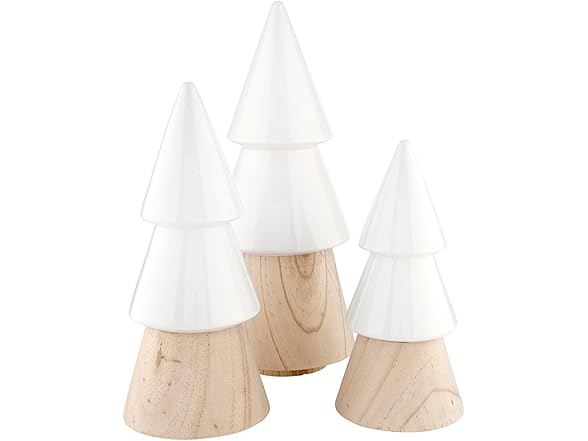 Ceramic Dipped Wood Tree Sculptures, Set of 3
