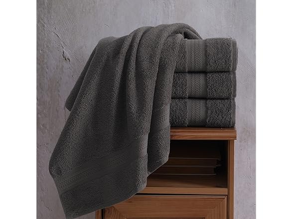 REGAL RUBY 4 Pack Grey Bath Towels